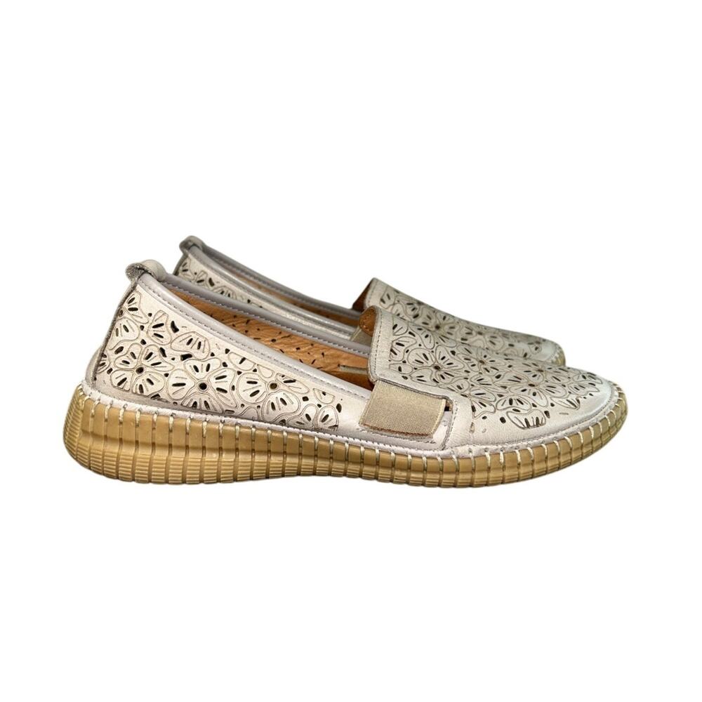 Spring Step Beige Floral Cutout Loafers